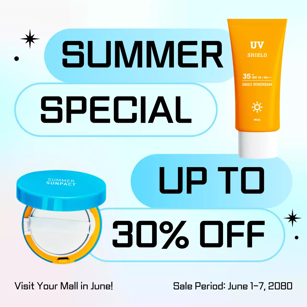 Blue Trendy Summer Promotion Social Media Post