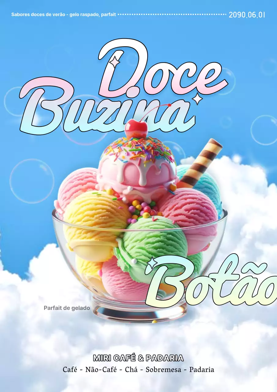 Promover um menu de verão retro em rosa e azul claro