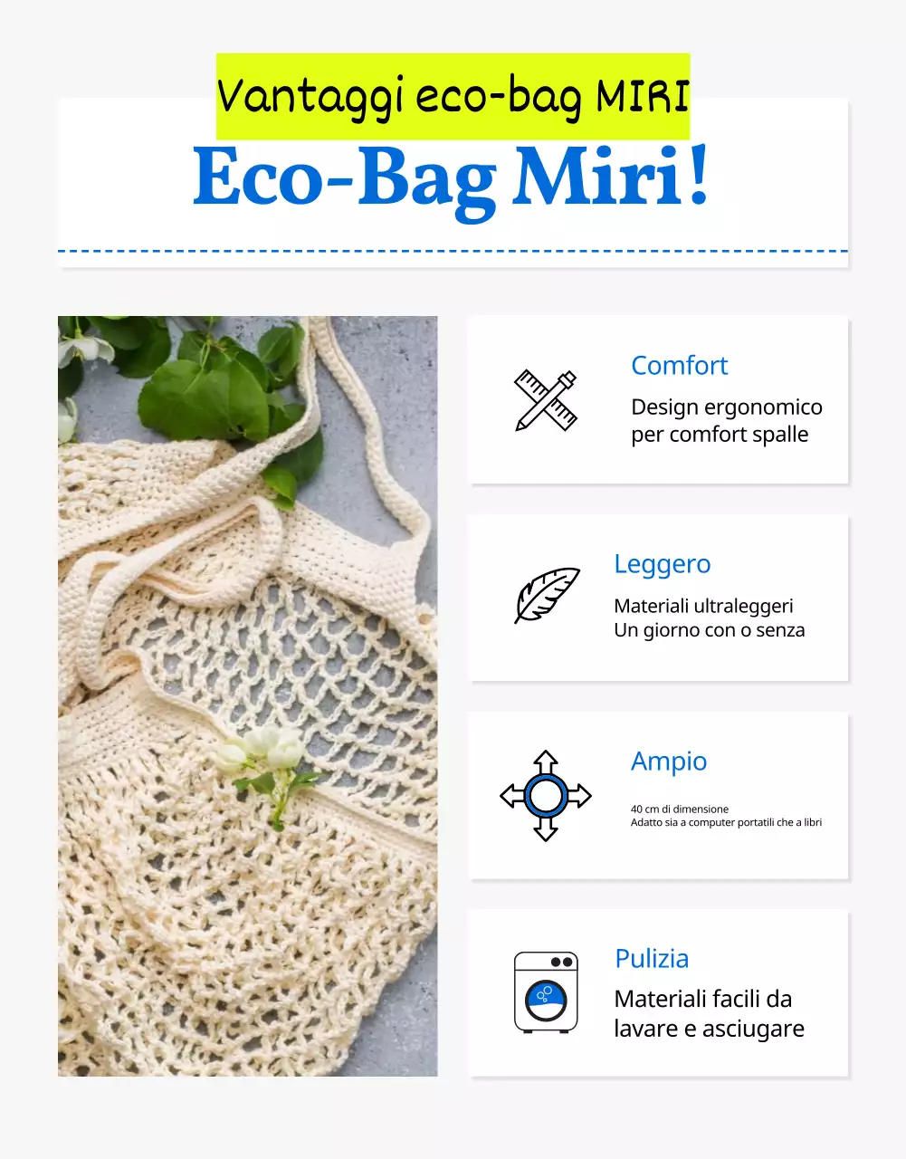 Semplice eco-bag estiva in blu spiegata