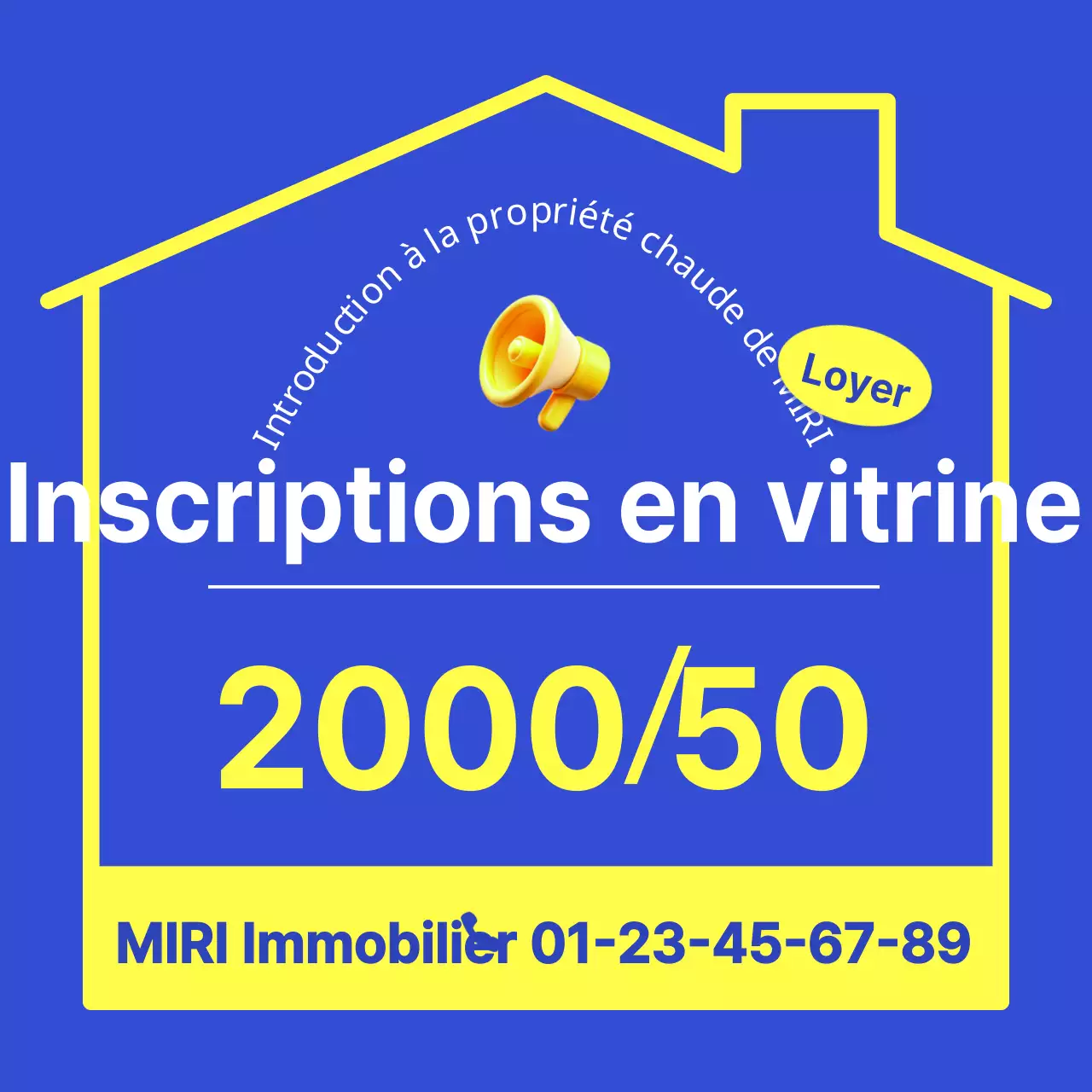 Annonces immobilières simples en jaune et bleu