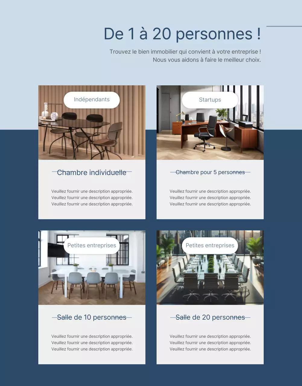 Promouvoir un espace de coworking bleu et blanc