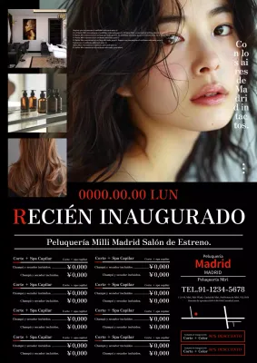 Elegante y moderno anuncio de peluquería en rojo y negro