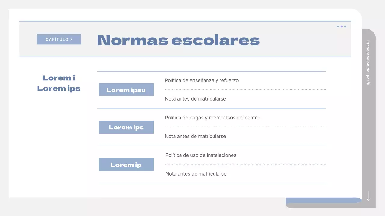 Un sencillo folleto escolar en gris y azul