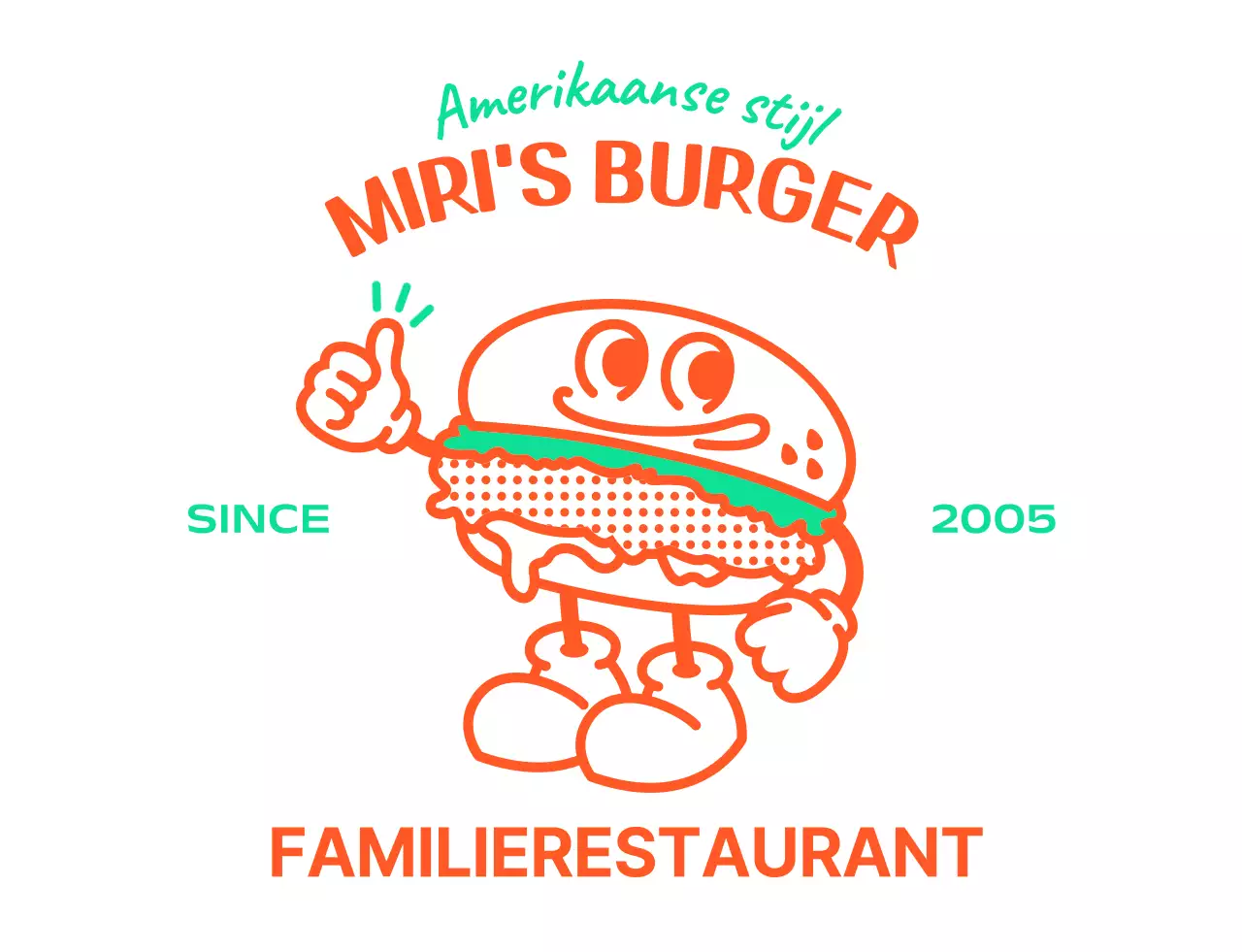 Amerikaans hamburger karakter logo