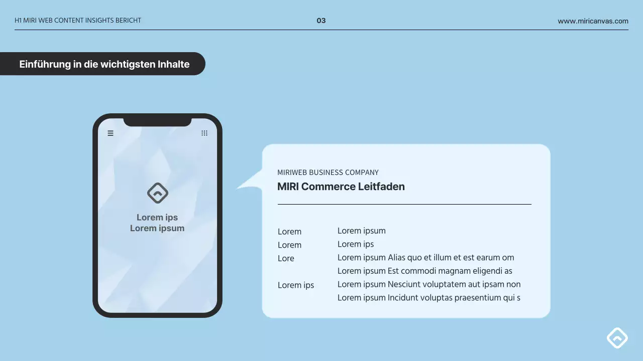 Ein einfacher Insights-Bericht in Grau und Hellblau