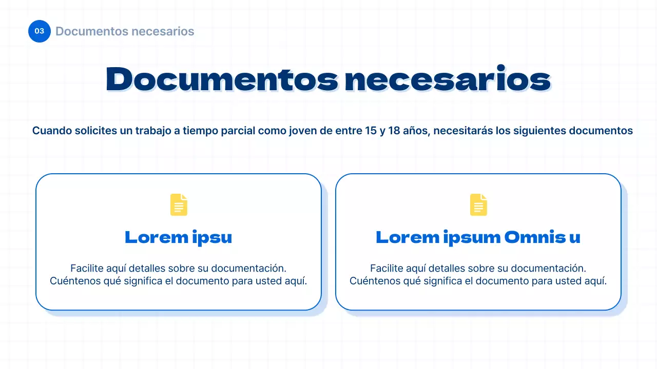 Información sobre legislación laboral juvenil en estilo azul y sencillo