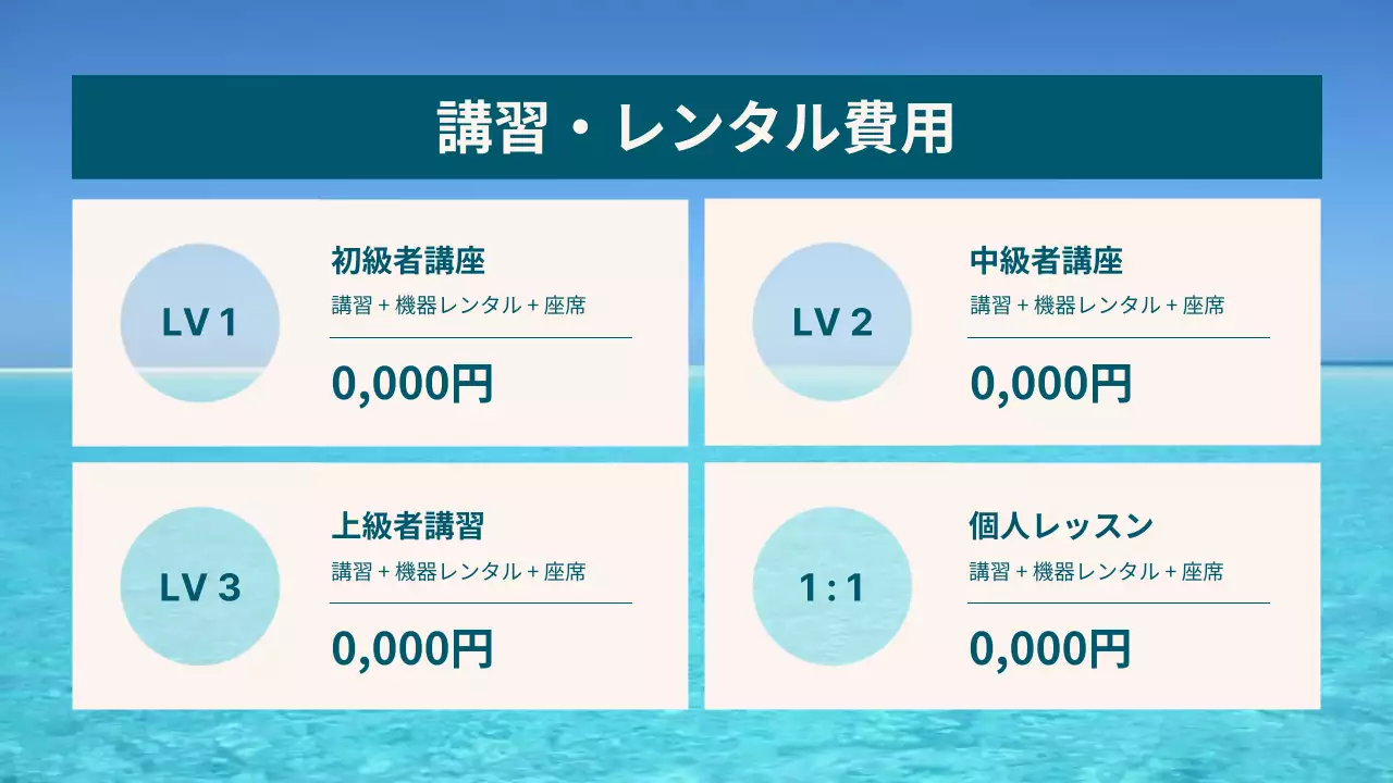 青 シンプル サーフィン お知らせ プレゼンテーション