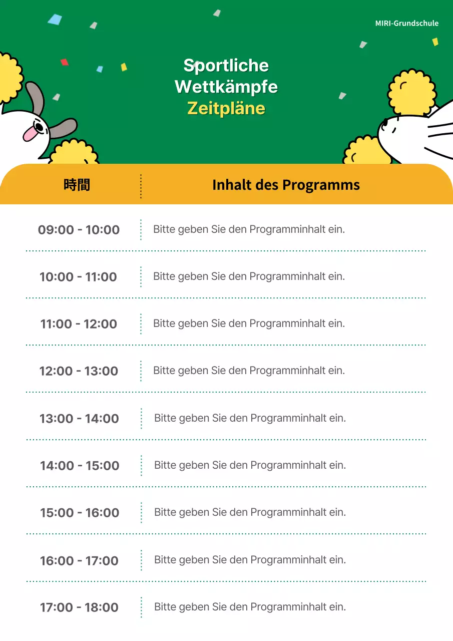 Förderung eines hellblauen und grünen Grundschulsporttages