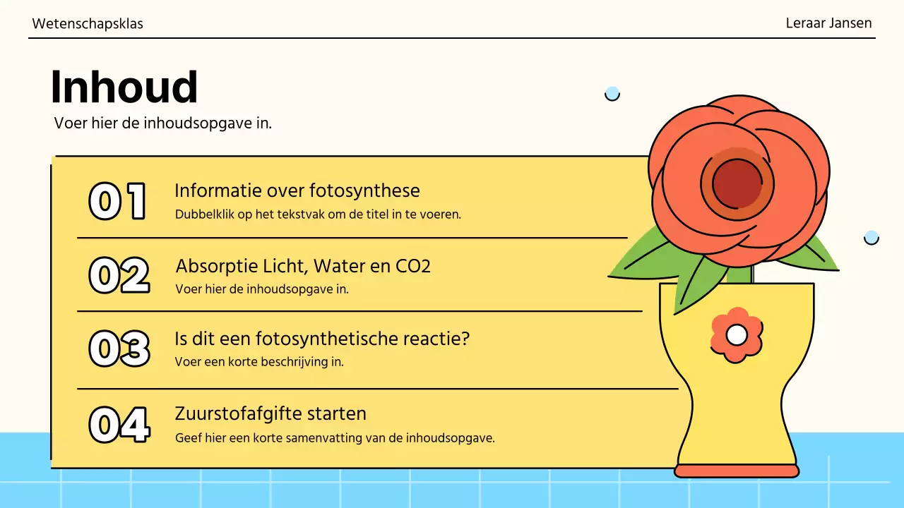 Fotosynthese in een knal oranje en groen