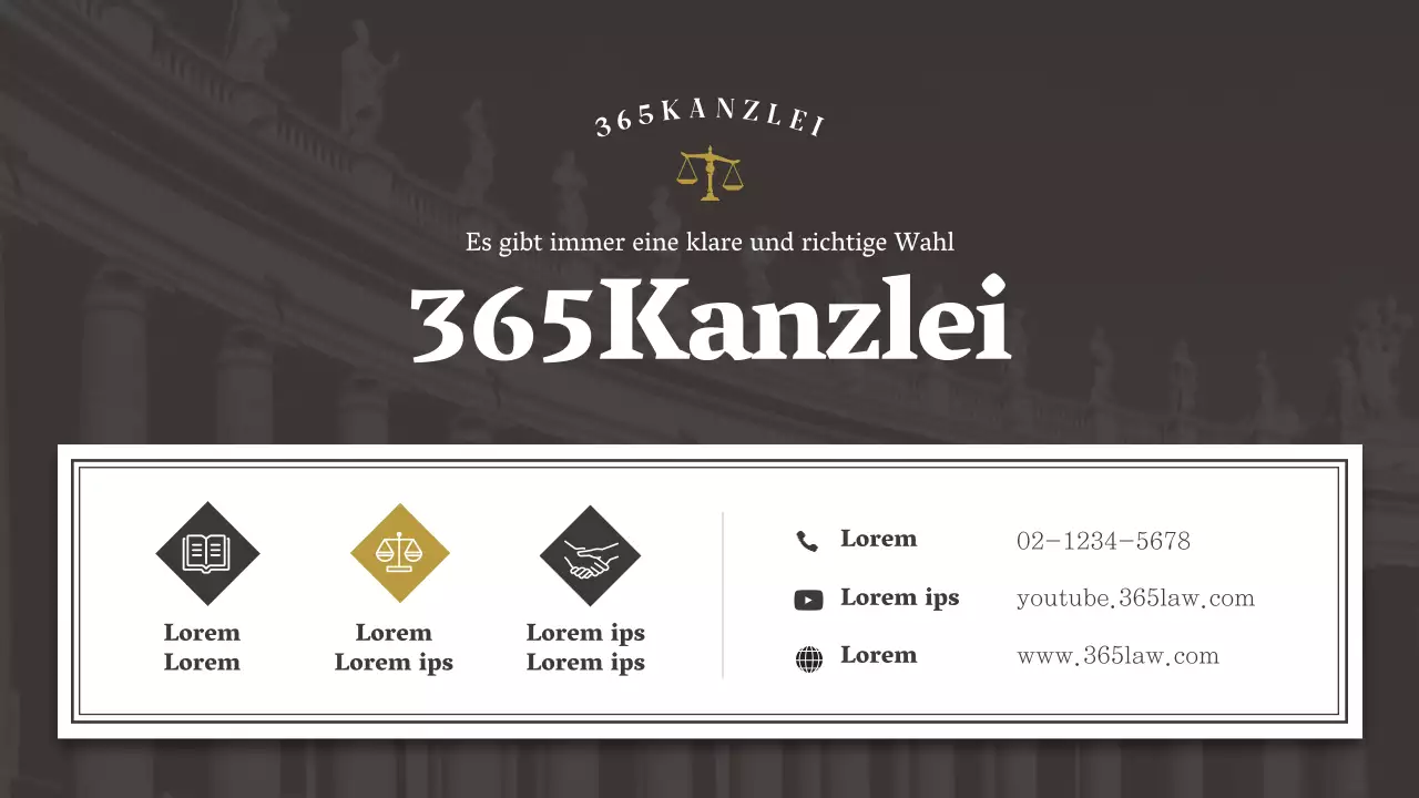 Einfaches braunes und weißes Firmenprofil einer Anwaltskanzlei