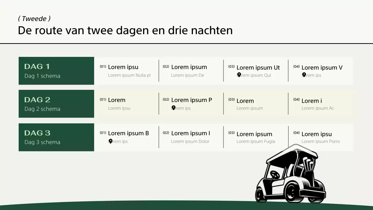 Een moderne golfreisgids in kaki en ivoor