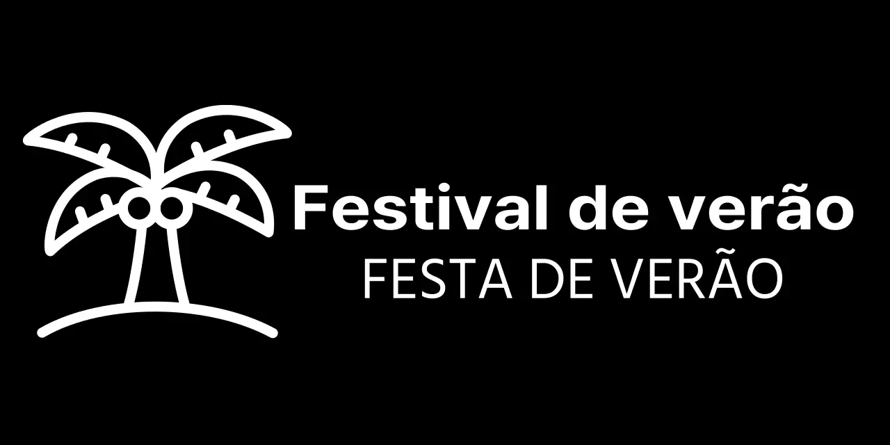 Festival de verão simples com ilustrações de palmeiras