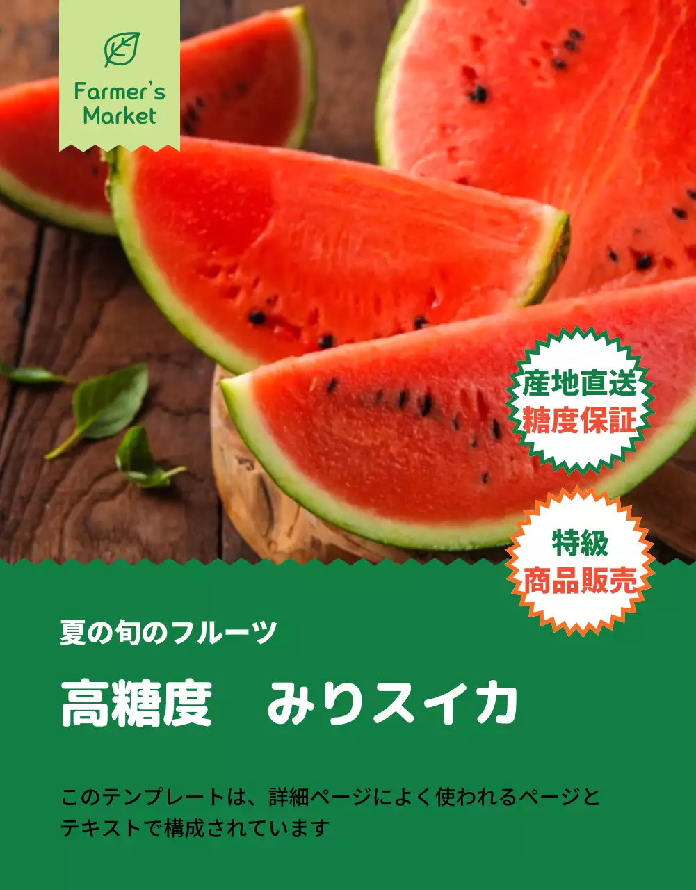 赤 シンプル スイカ パンフレット 詳細ページ