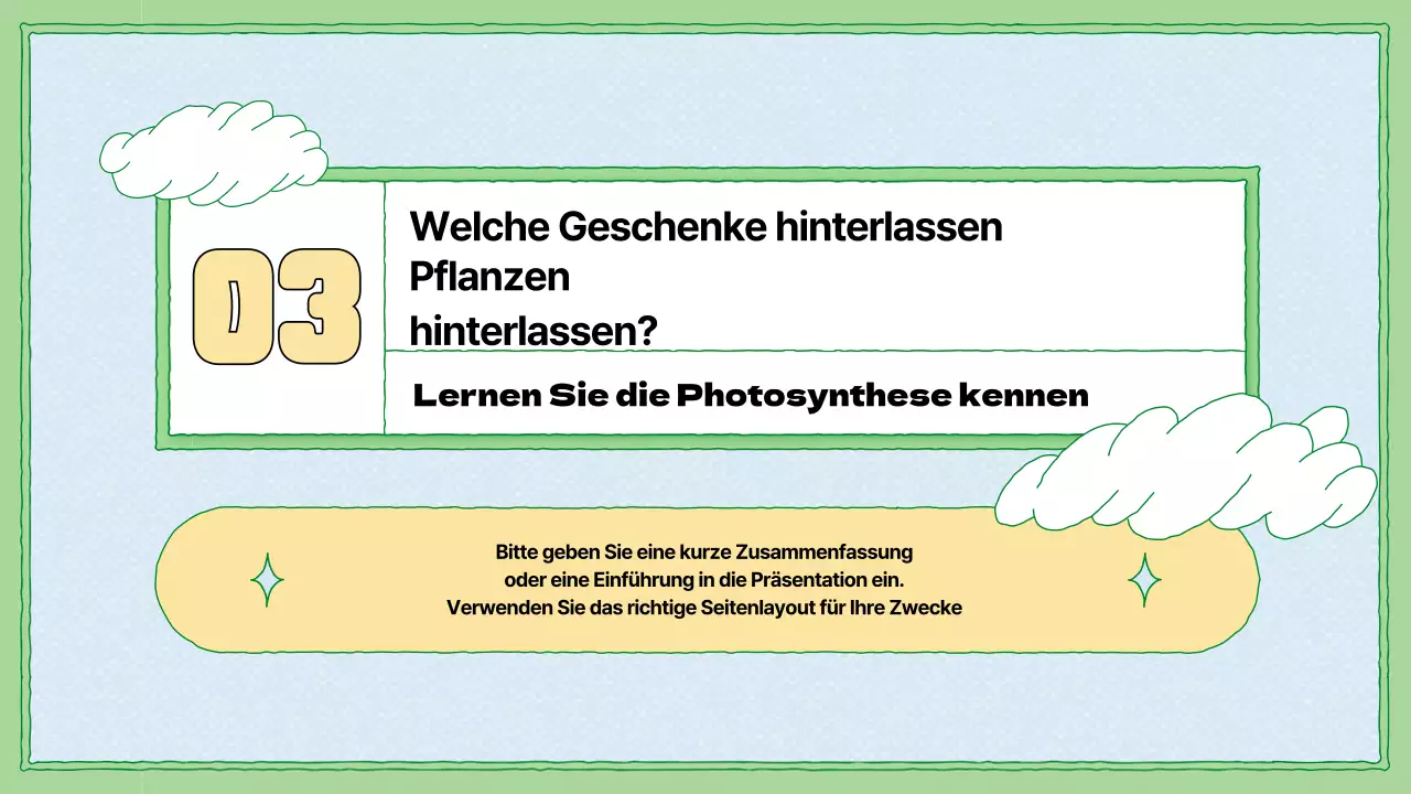 Lehrmaterial zur Photosynthese in Chartreuse und Hellblau