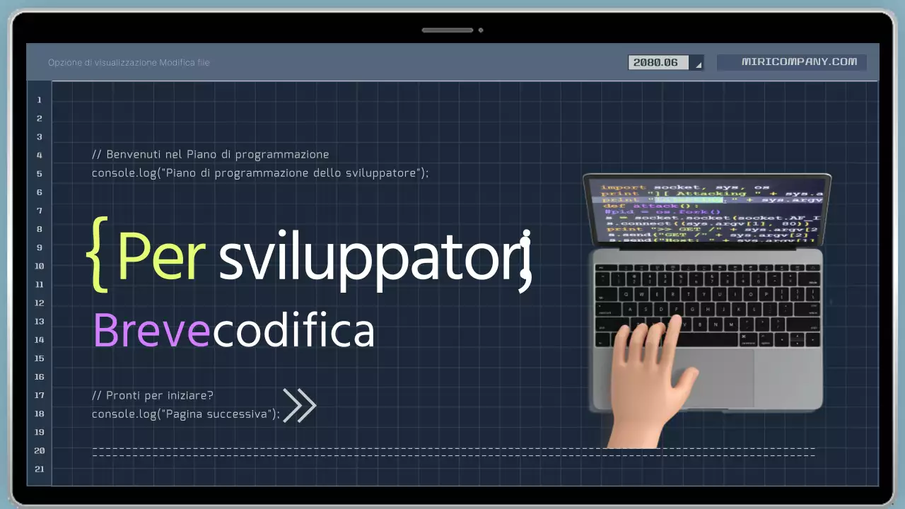 Prospetto del programma di codifica per sviluppatori in stile cyber in blu navy e giallo