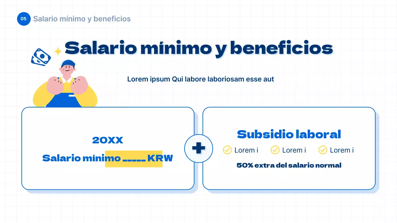 Información sobre legislación laboral juvenil en estilo azul y sencillo
