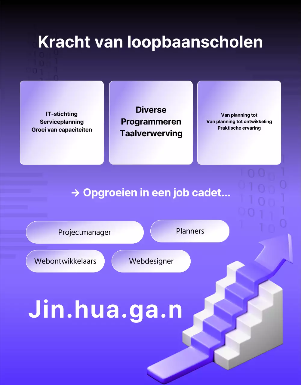 Een eenvoudige, paars-zwarte aankondiging voor werving van afgestudeerden