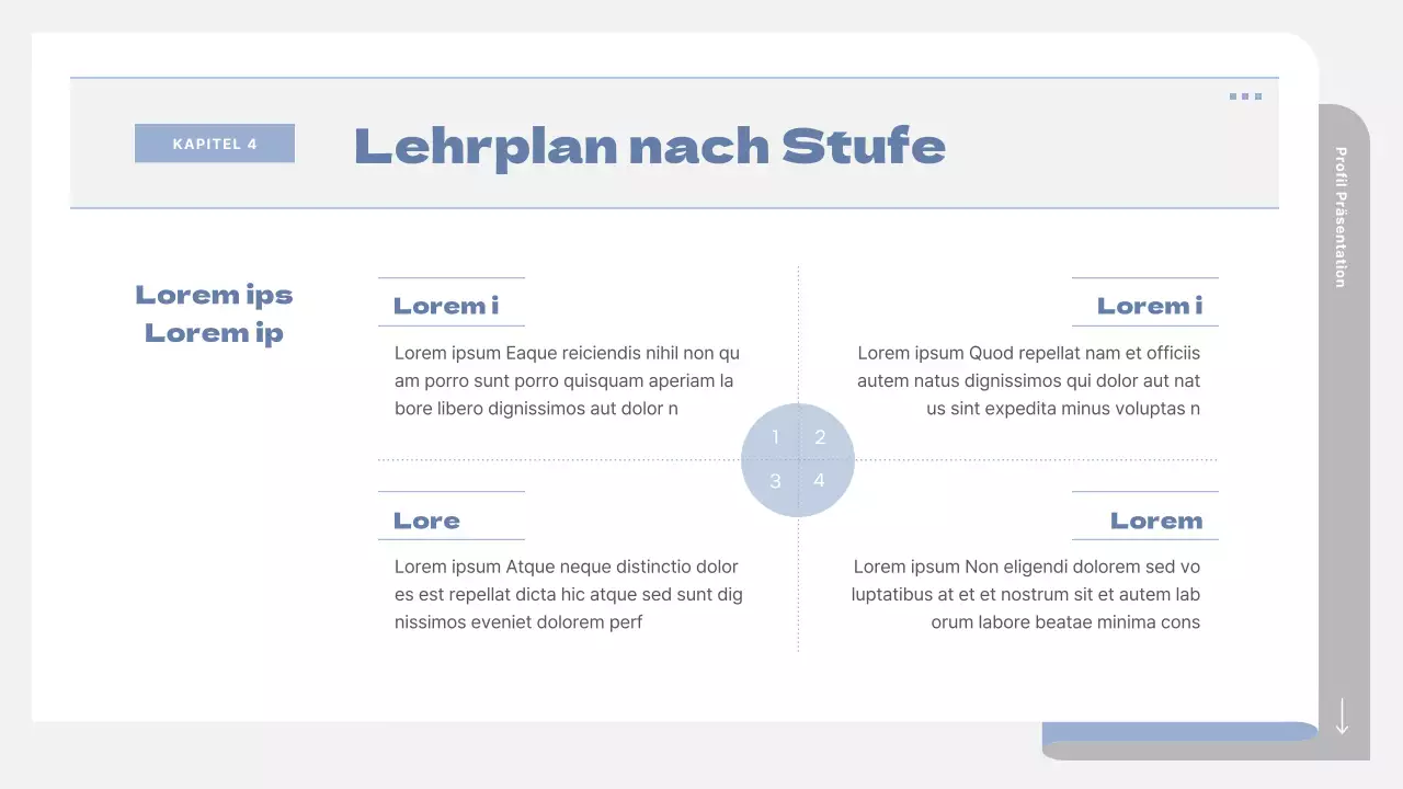 Ein einfacher Schulprospekt in Grau und Blau