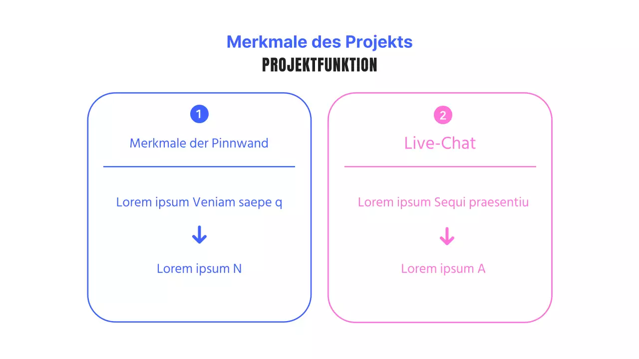Ein einfacher Projektauftrag für die Webentwicklung in Blau und Rosa