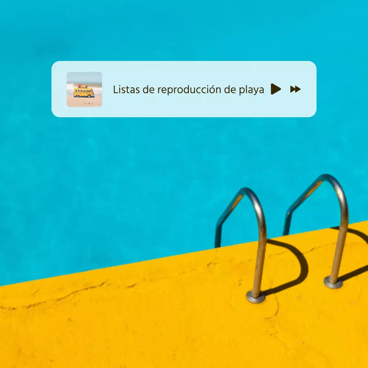Poste minimalista de la canción de la piscina del viaje del verano en azul claro y blanco