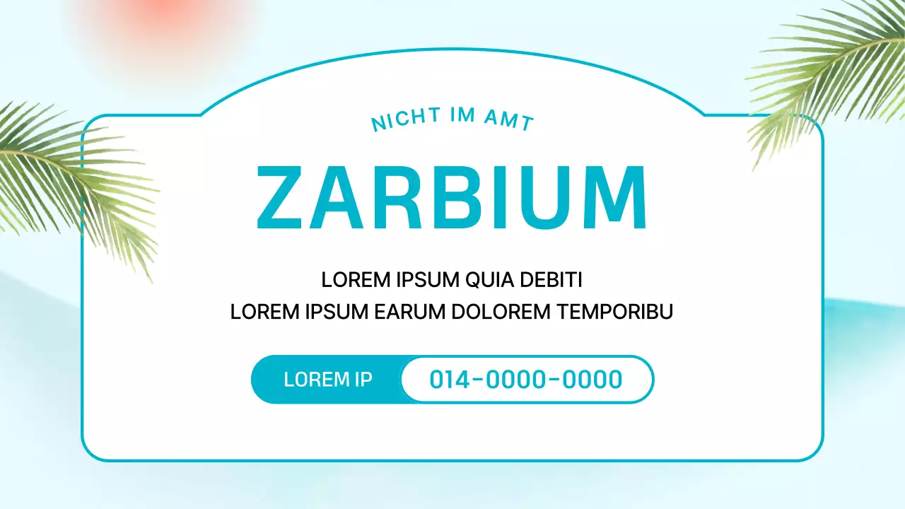 Ankündigung für die Einrichtung eines Surfshops mit tropischem Flair in Mint und Blau