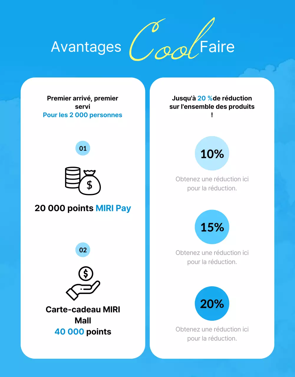 Publicité pour les soldes d'été avec des accents bleus et jaunes