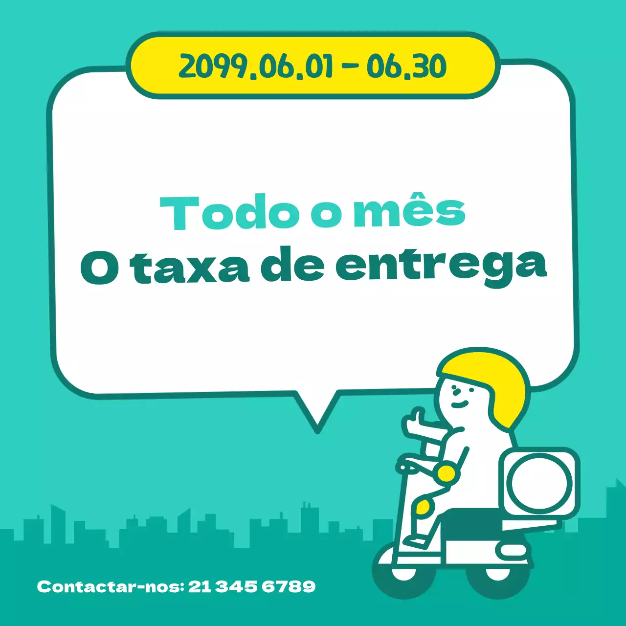 Publicidade gratuita para uma taxa de entrega simples e mentolada