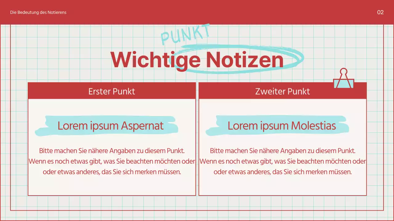 Ein Leitfaden für einfache Notizen in Hellblau und Blau