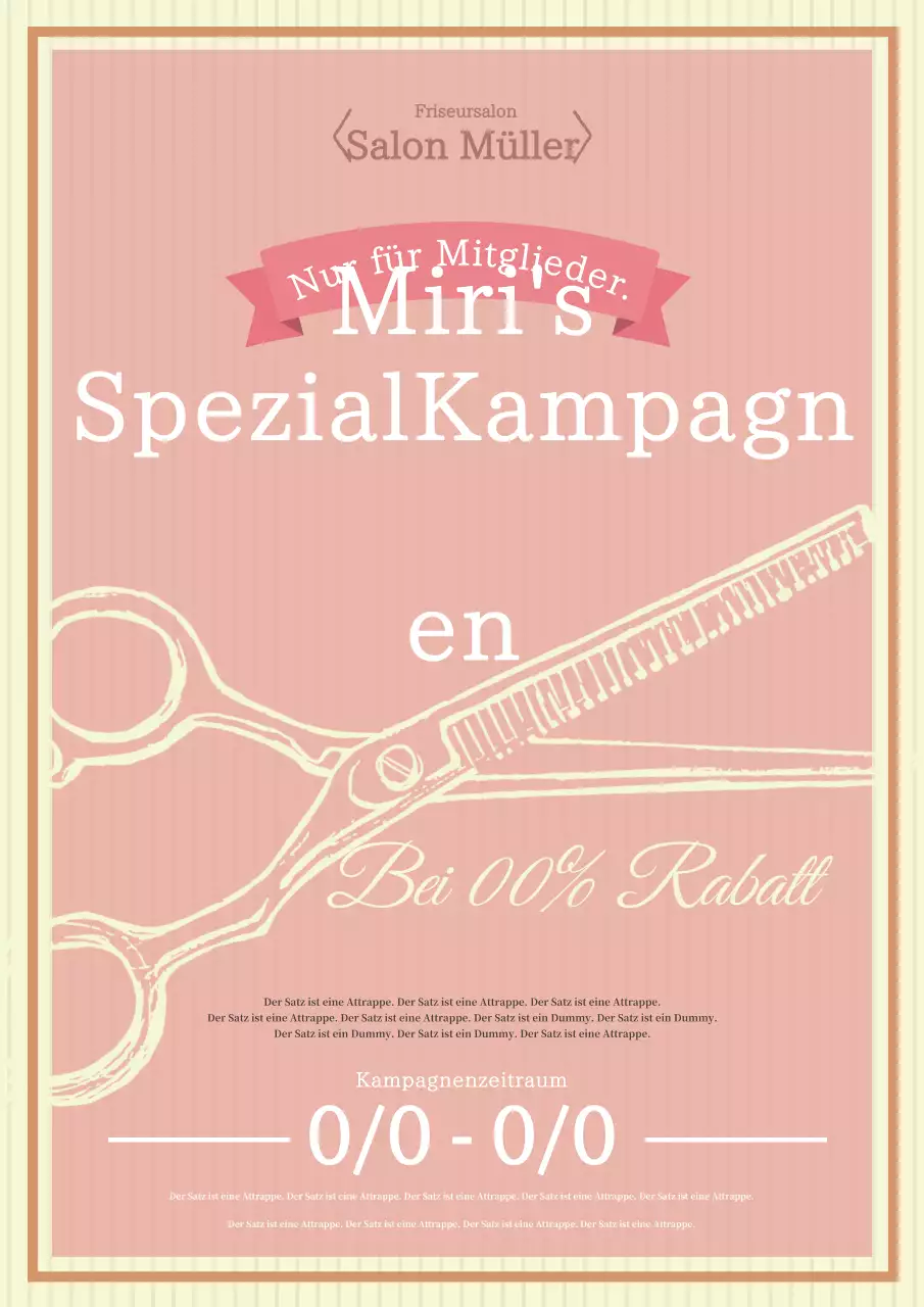 Niedliche und einfache Friseursalon-Anzeige in rosa und gelb