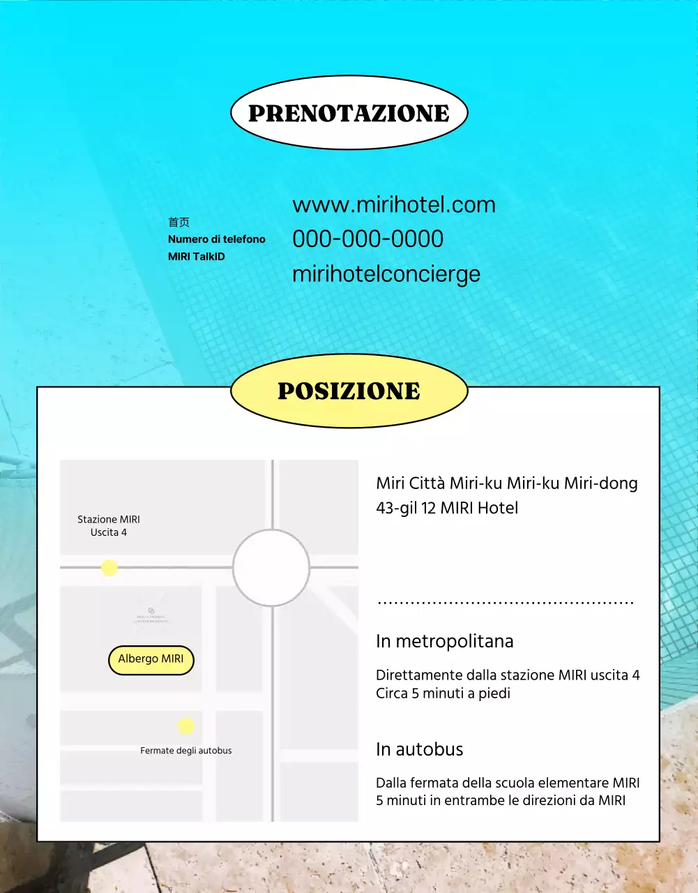 Pubblicizzare le offerte alberghiere con colori giallo e azzurro