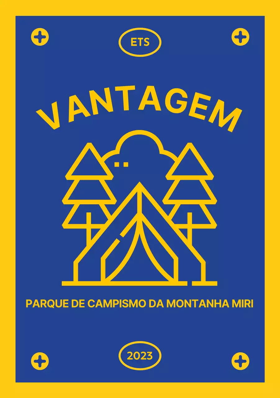 Desenho com um ícone de campismo em forma de bandeira
