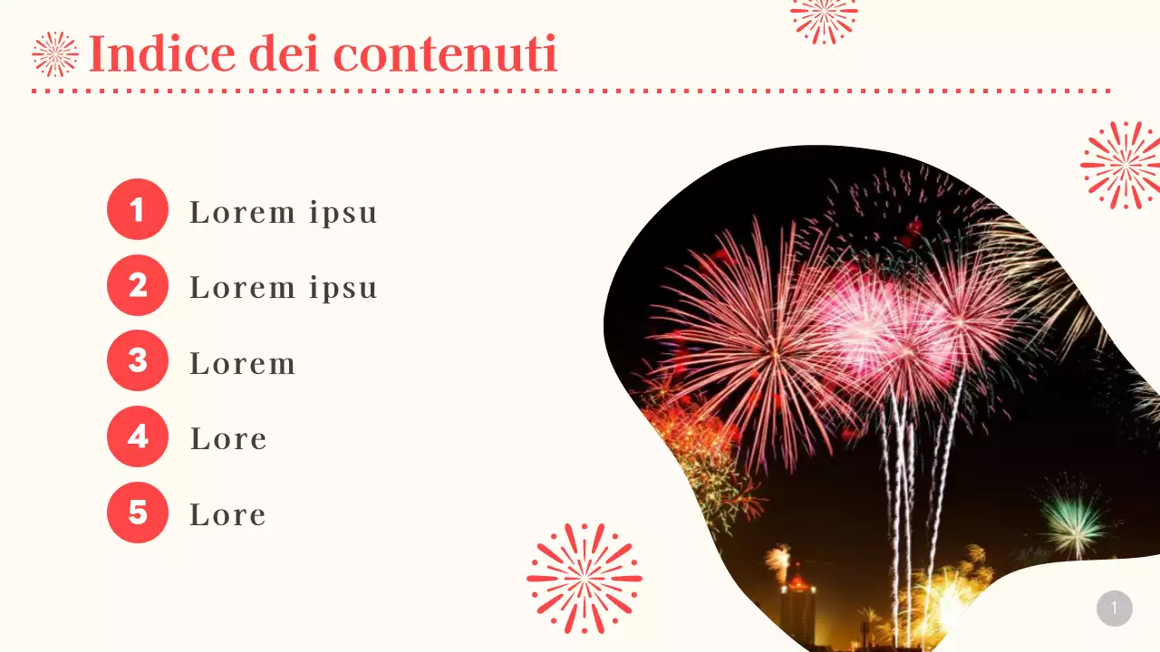 Pianificazione di una festa di fuochi d'artificio beige e rossi