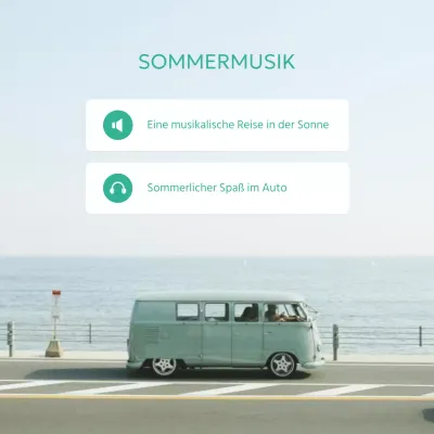 Minimalistische Sommer-Reise-Musikpost in Minze und Himmelblau