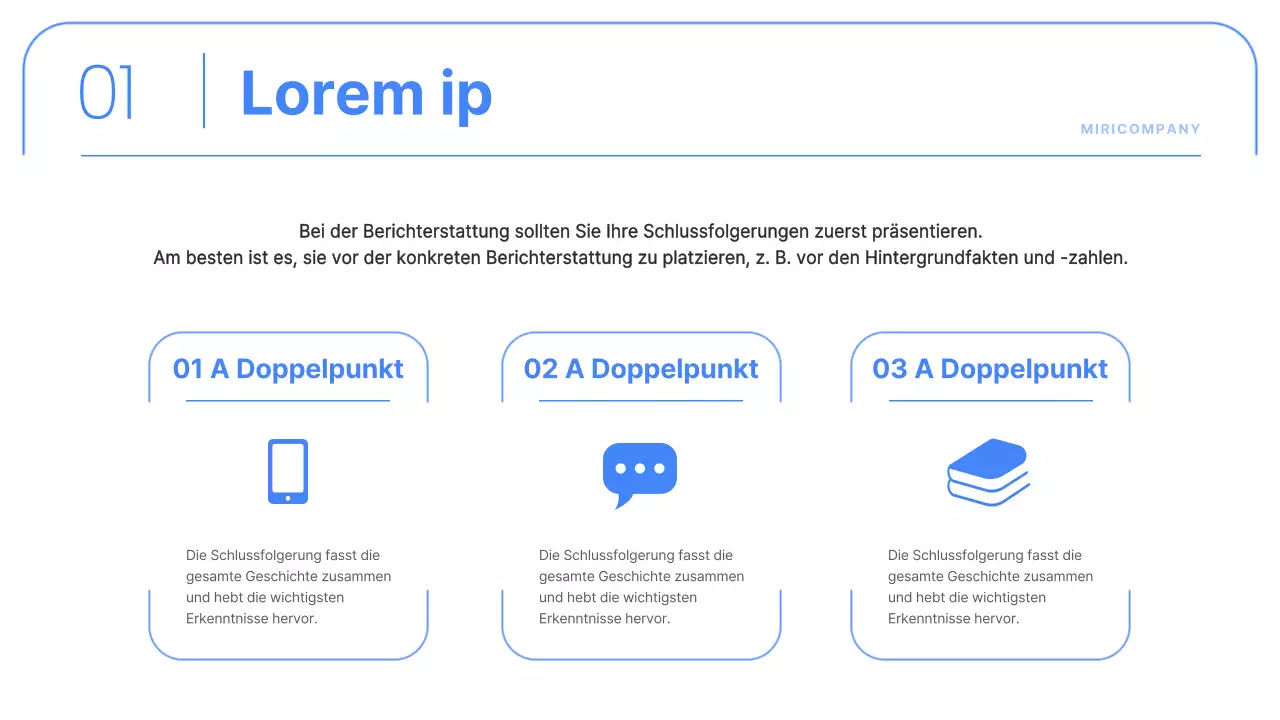 Einfache Unternehmensberichte in Blau