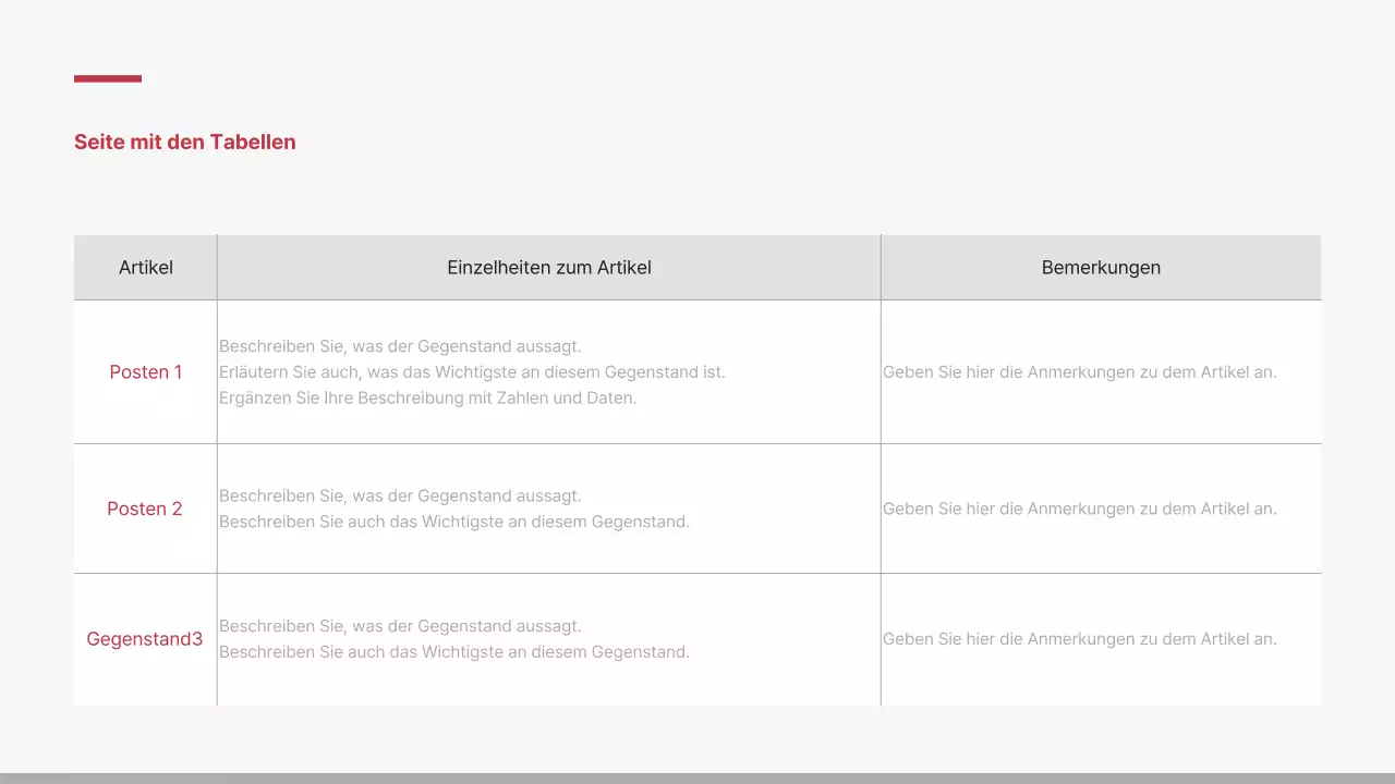 Minimalistischer Unternehmensbericht in Rot und Weiß