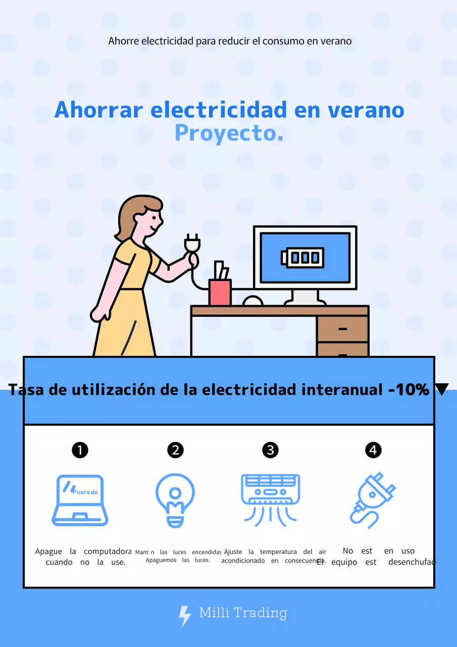 Un simple azul y azul claro de ahorro de energía de verano solicitud de su cooperación