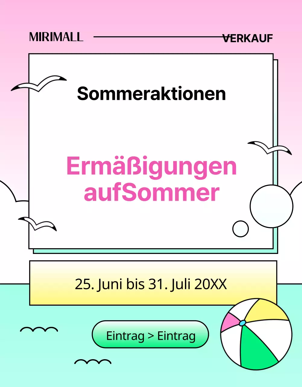 Werben Sie für einen tropischen Sommer in Hellblau und Rosa