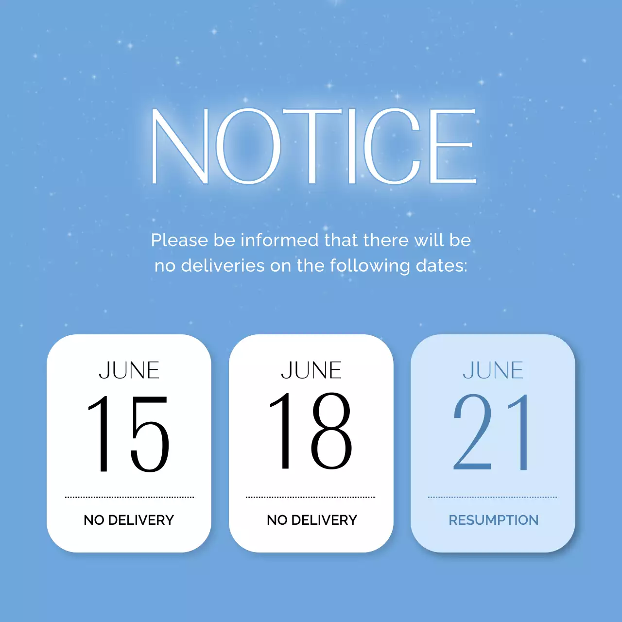 Blue Minimal Delivery Notice Social Media Post