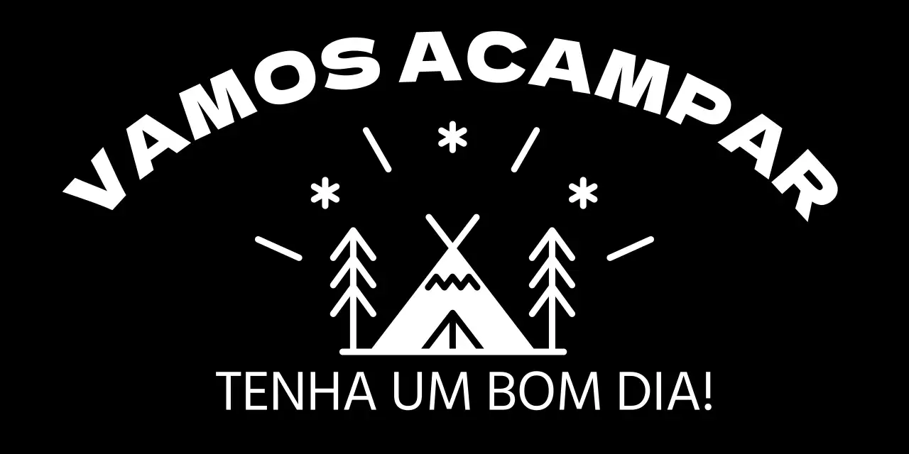 Parque de campismo luminoso e alegre com ilustrações de acampamento