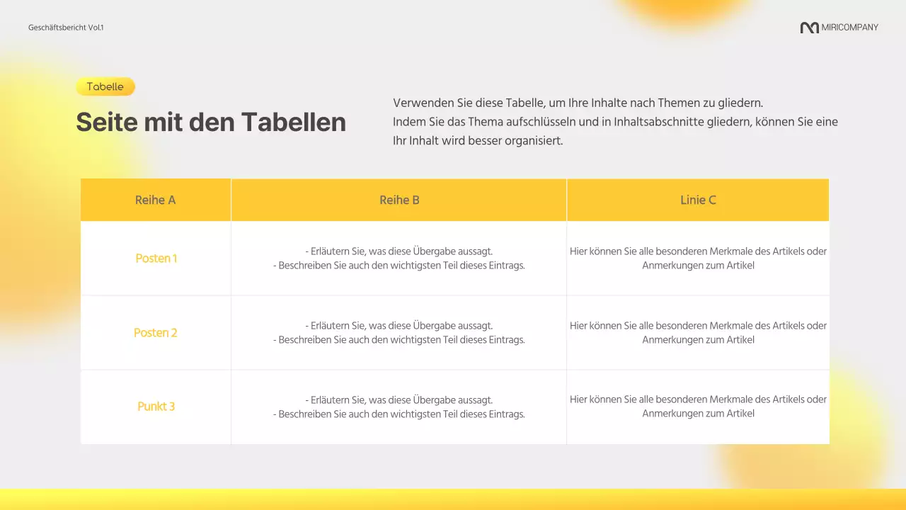 Ein moderner Geschäftsbericht in Gelb und Grau