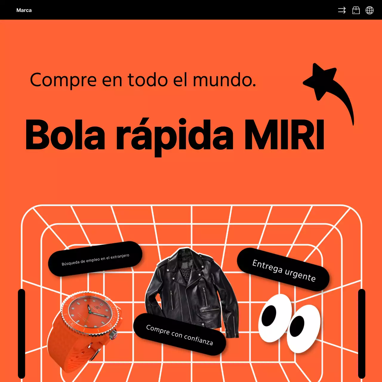 Sencilla promoción en redes sociales de la venta directa al exterior en naranja y negro