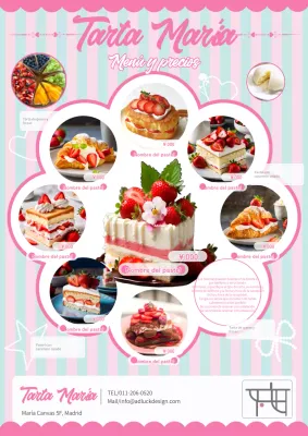 Bonito anuncio de pastelería en rosa y menta