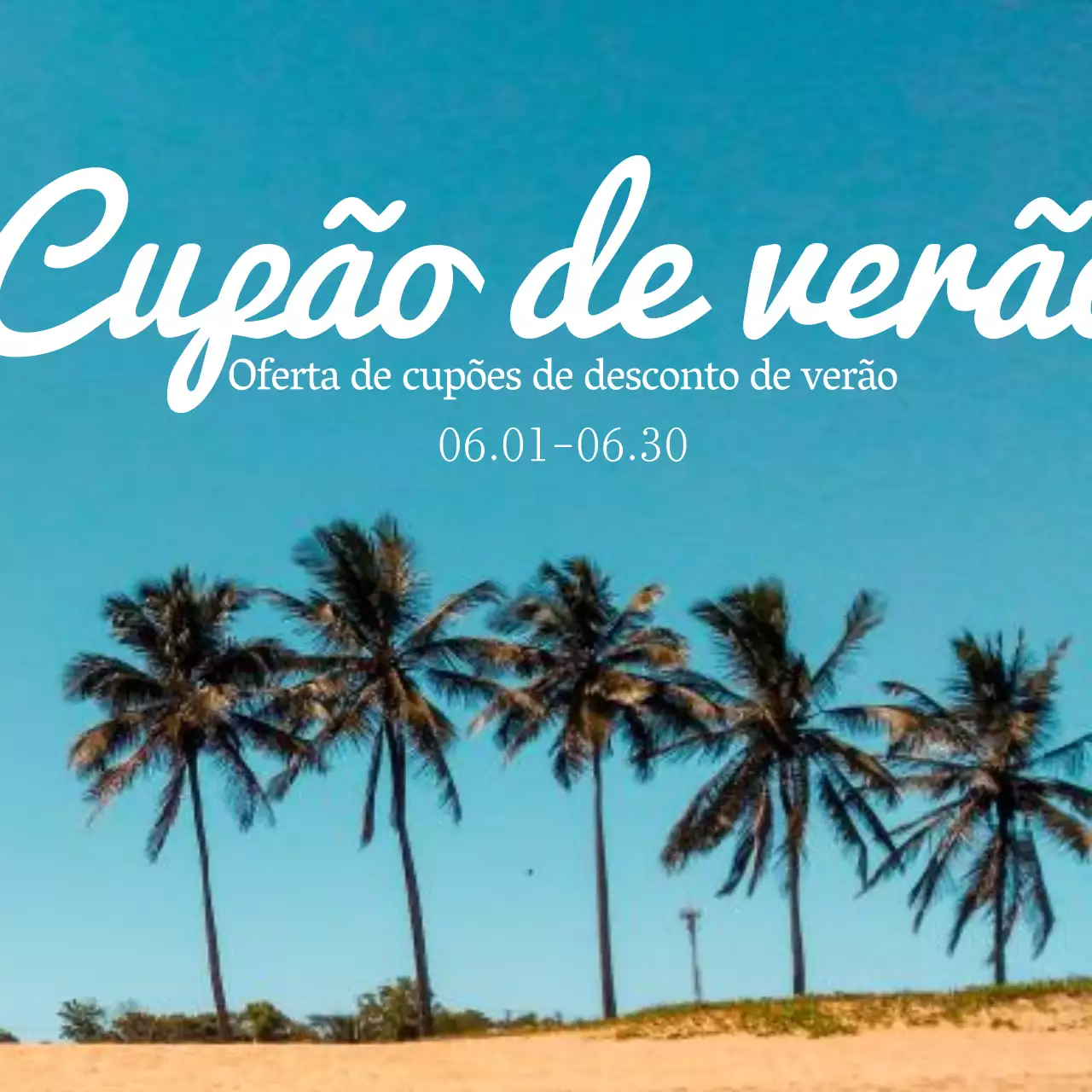Um anúncio simples de voucher de verão em azul claro e cor de menta
