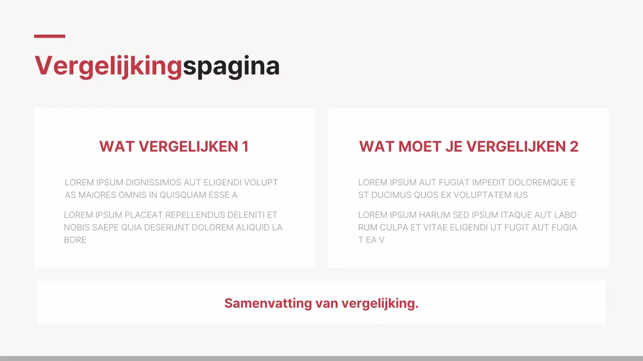 Minimalistisch bedrijfsrapport in rood en wit