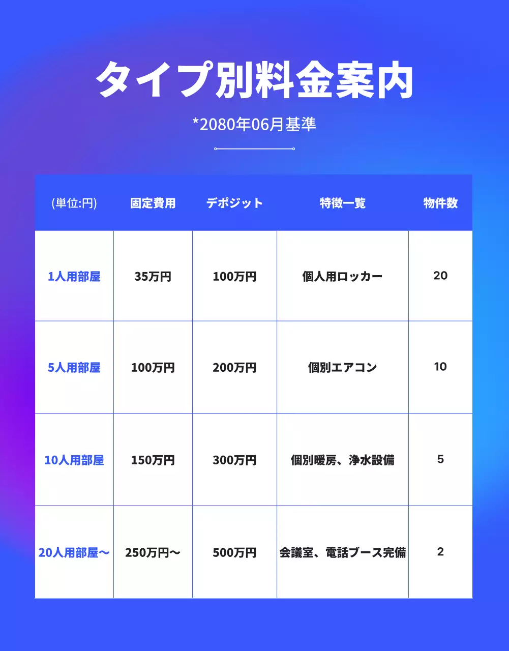 青 モダン オフィス パンフレット 詳細ページ