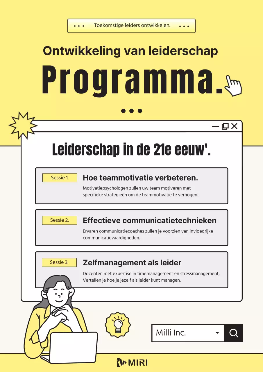 PR voor een mooi geel-wit leiderschapsseminar.