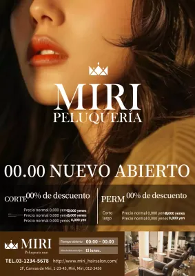 Elegante y sencillo anuncio de peluquería en marrón