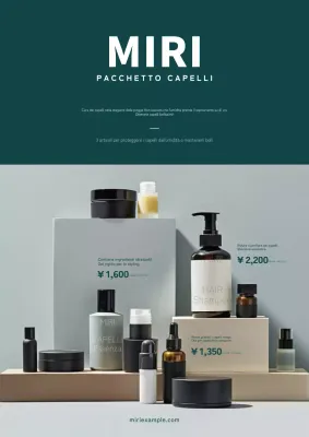 Semplici pubblicità color kaki di prodotti per la cura dei capelli durante la stagione delle piogge.