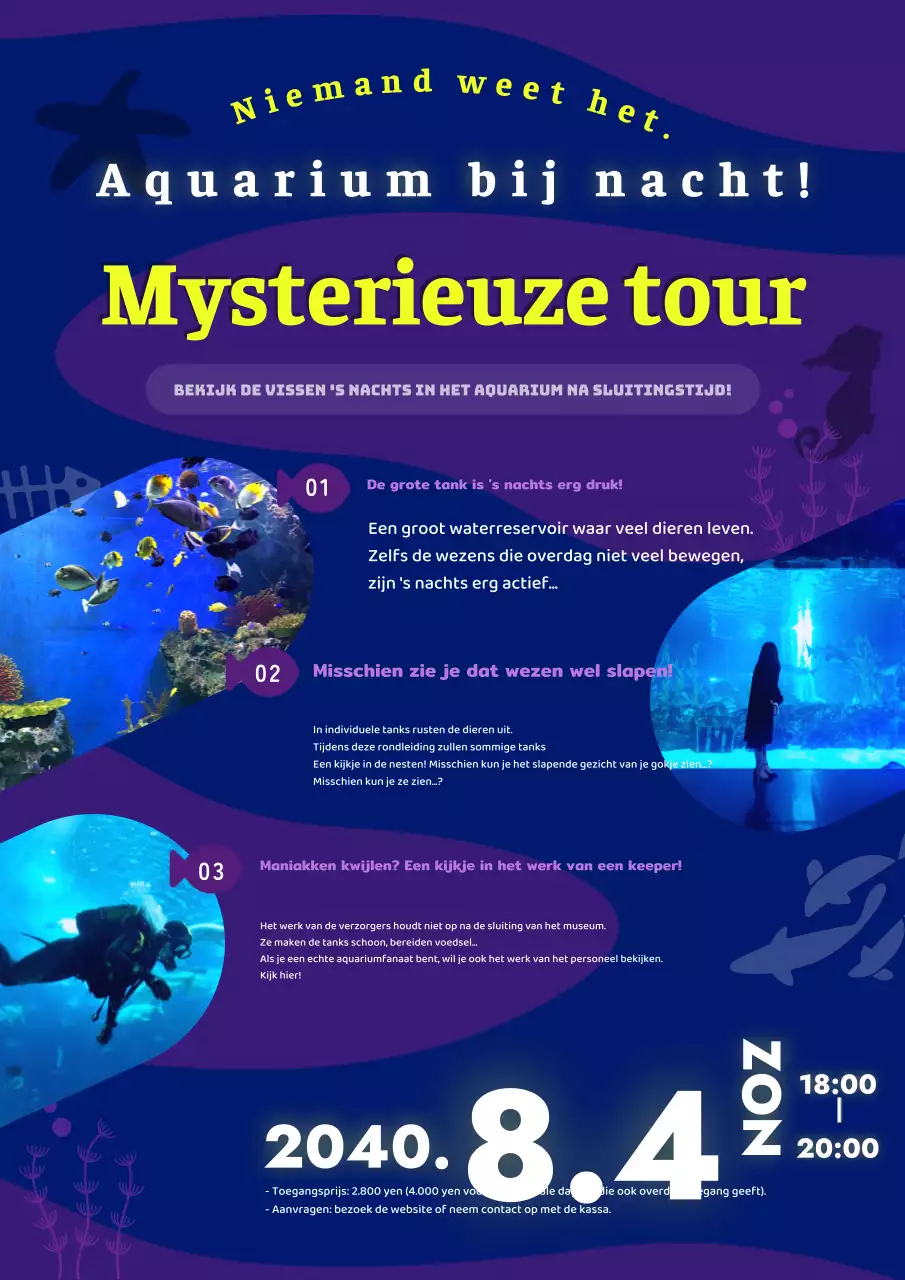 Navy en Purple Mystery Aquarium Tour Aankondiging
