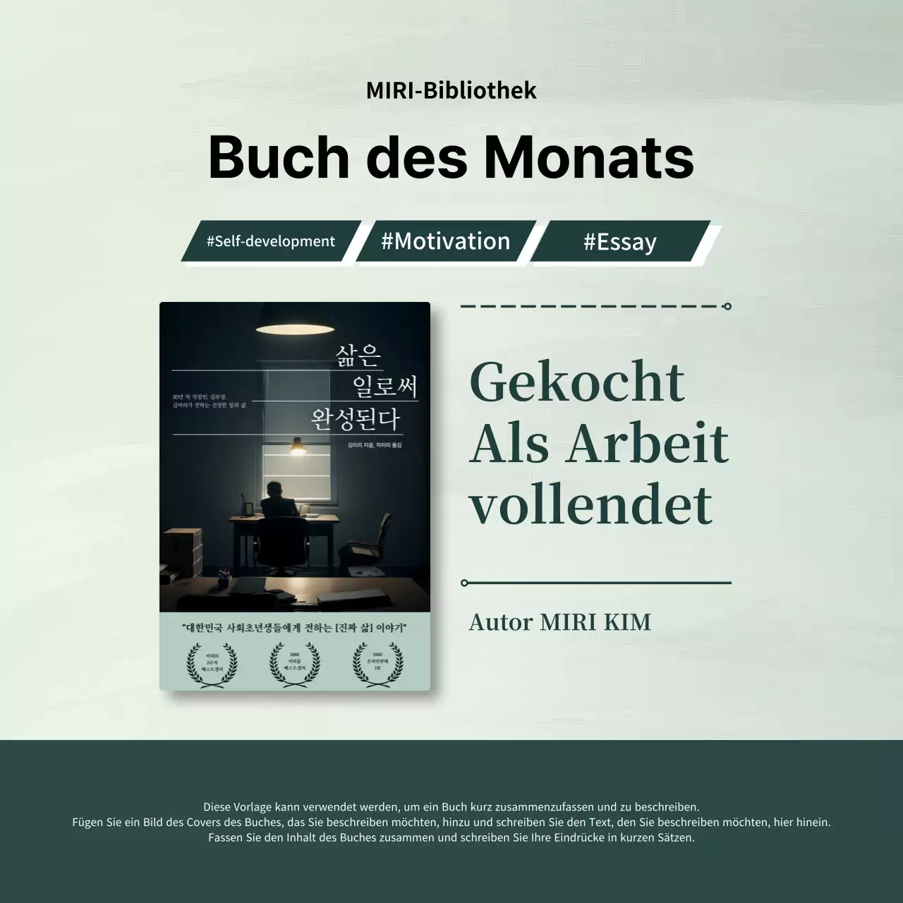 Ankündigung der Einführung eines modernen Buches in grün und khaki